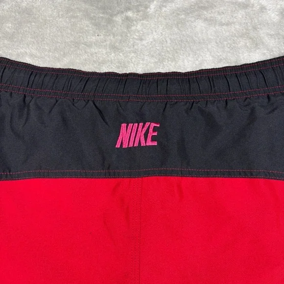 Vintage Nike Swim Shorts Men Small Red Black Silver Tag Board Trunks Embroidered - Picture 3 of 12